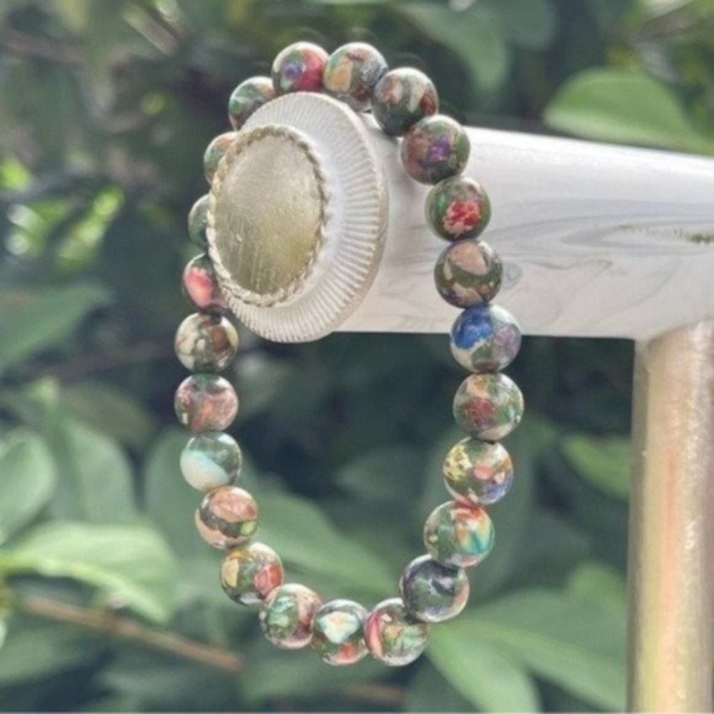 8mm Jasper Chakra Stretch Bead Bracelet